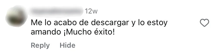Comentario de un usuario en Instagram