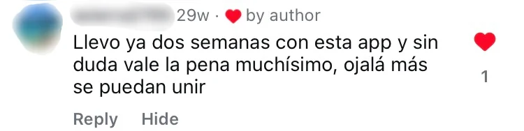 Comentario de un usuario en Instagram