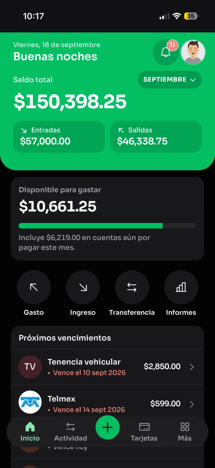 Pantalla de inicio de Monediez
